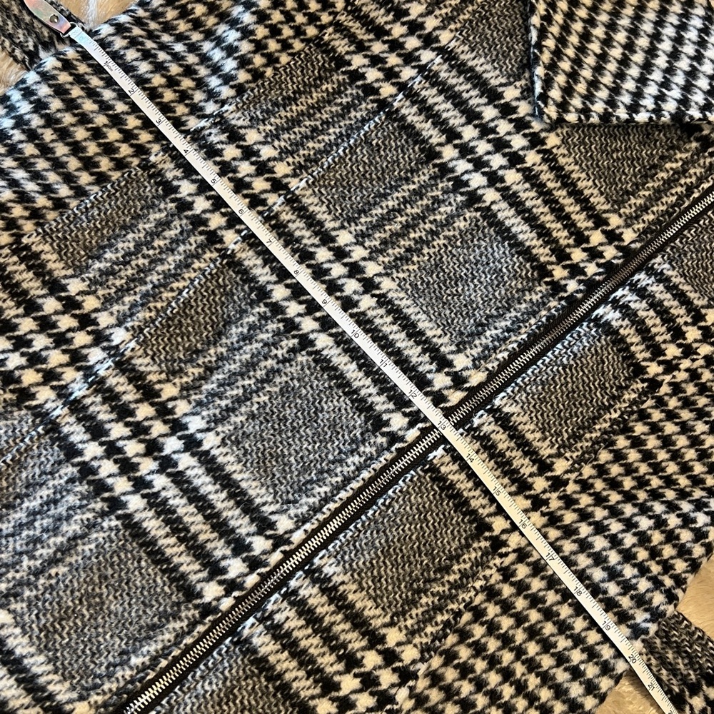 JESSICA SIMPSON Checker Plaid Wool Wrap Zipper Coat - Picture 16 of 16